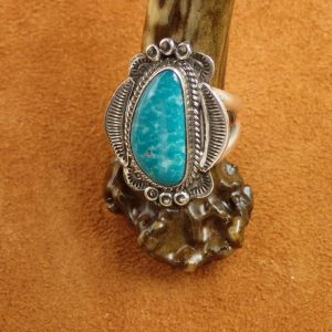 J-26 Navajo Turquoise Ring Size 8 Sign $250.00