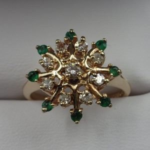 J-40 Emerald Diamond Ring 14kt size 7 $350.00